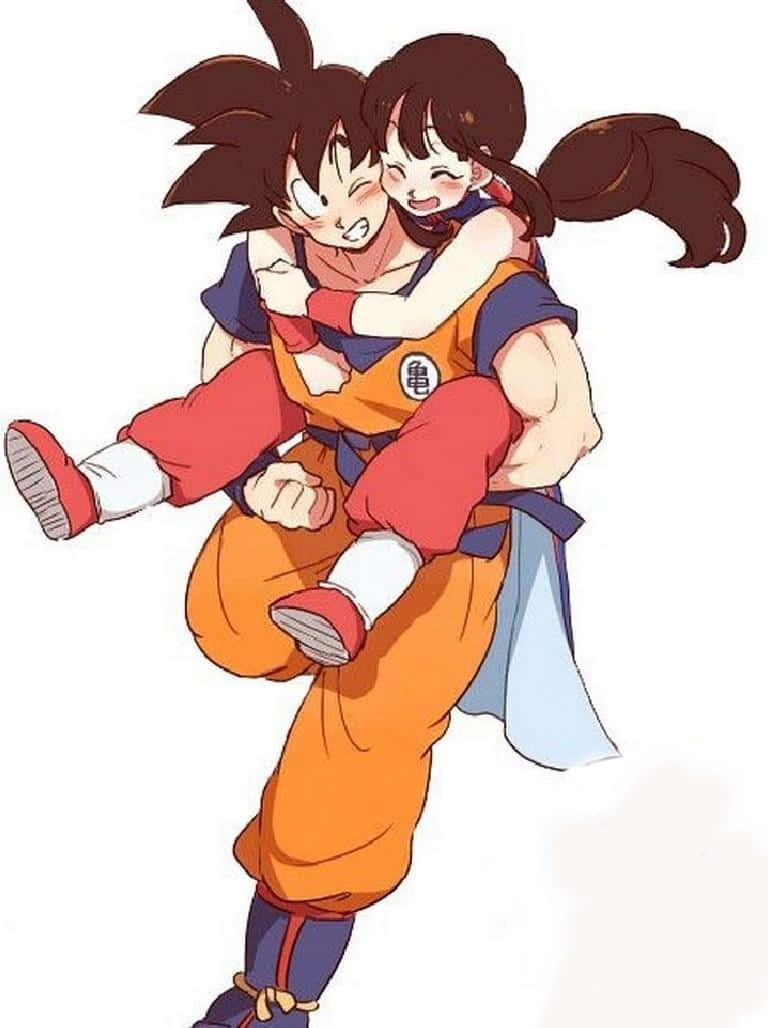 Goku og Chichi ryg tilbage løften Shenron af jorden Wallpaper