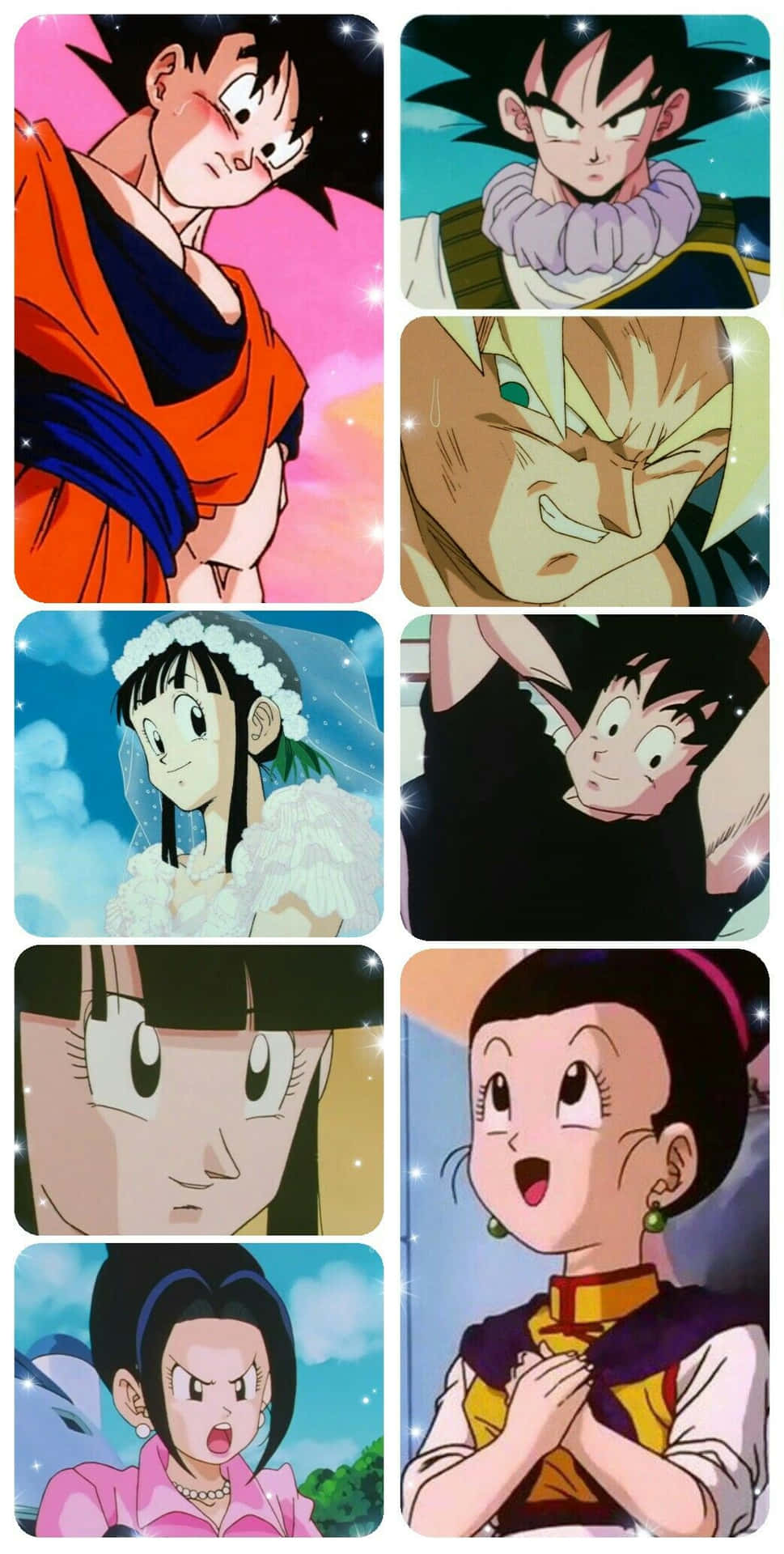 Dragonball Goku Und Chichi Collage Wallpaper