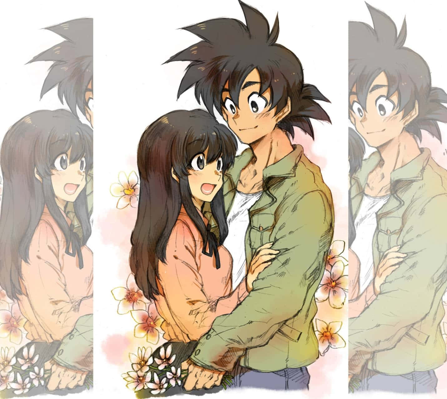 En kærlighedshistorie til ævig tid - Goku og Chichi for evigt. Wallpaper