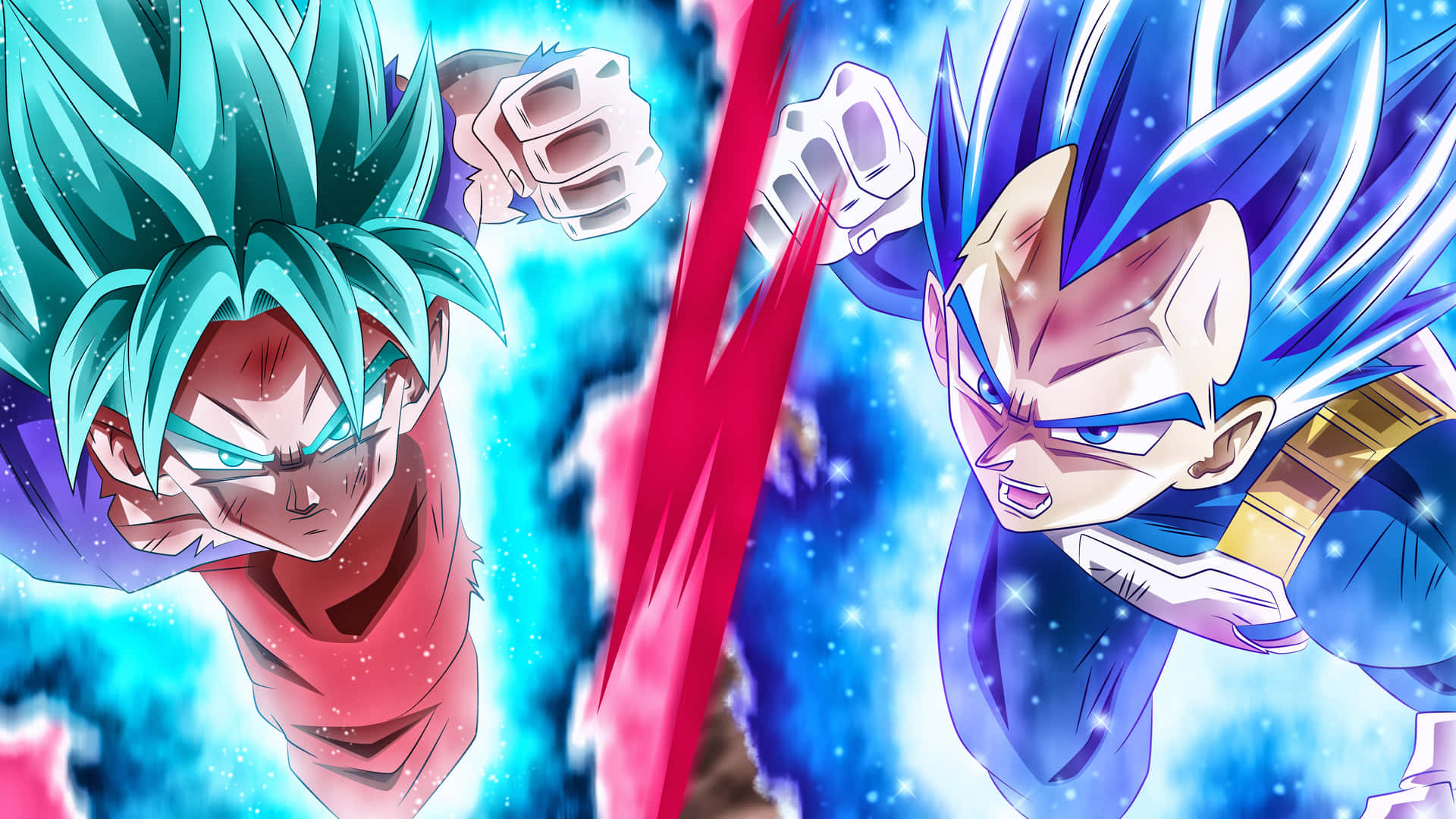 Goku and Vegeta Team Up to Fight a Powerful Foe Wallpaper