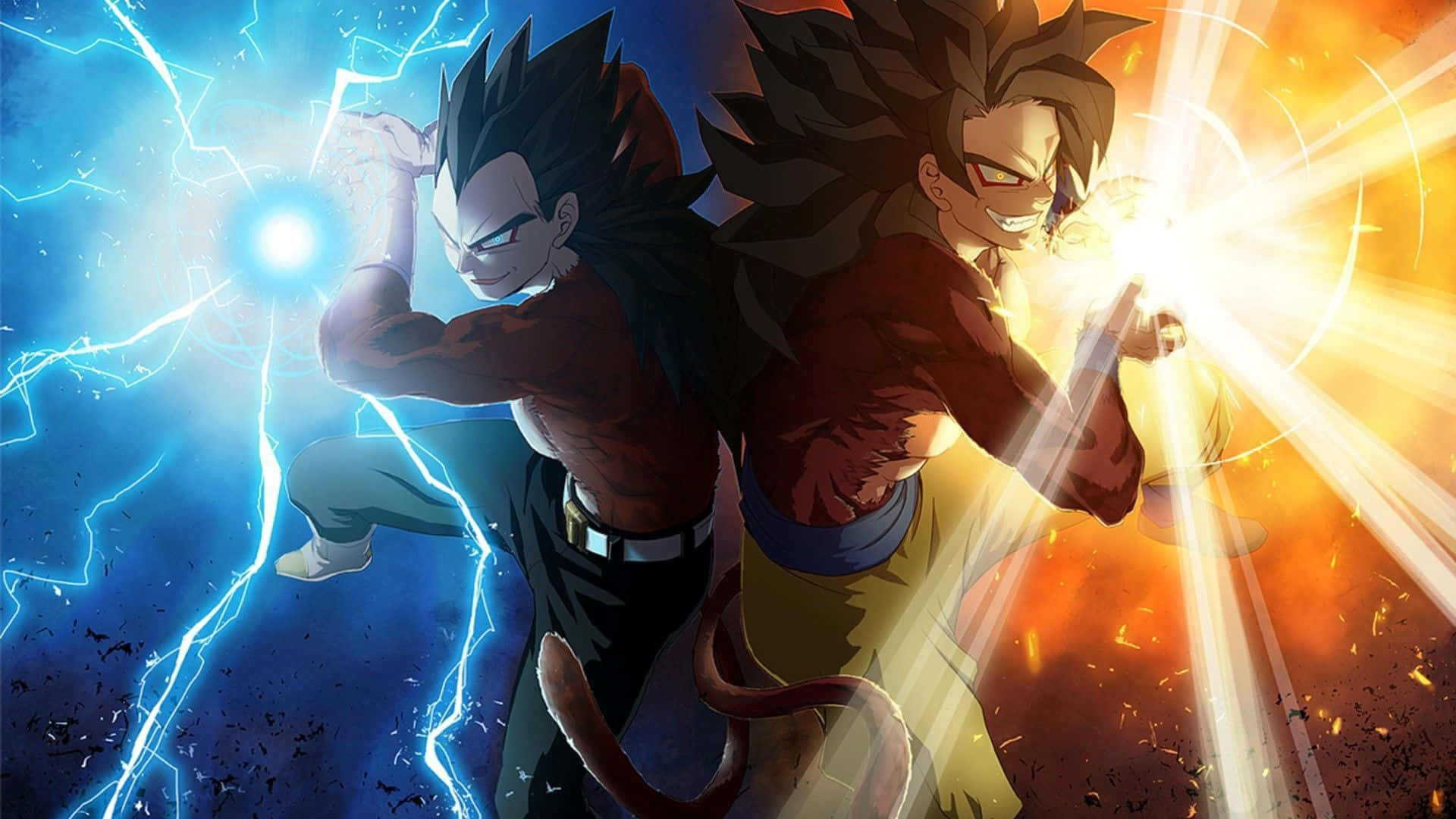 Goku Og Vegeta Dragon Ball Z Kræfter Kamp Scene Wallpaper. Wallpaper