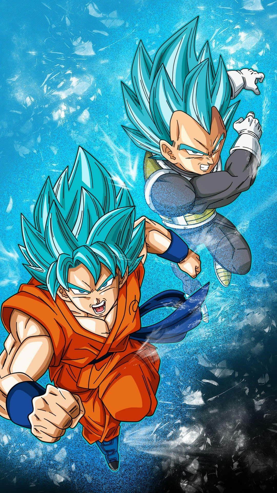 Wallpaper: Goku og Vegeta Dragon Ball Z blå Saiyan Tapet Wallpaper
