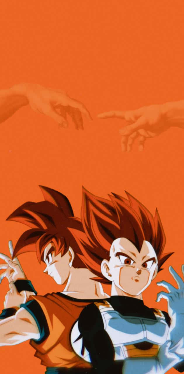 Zweider Mächtigsten Kämpfer, Goku Und Vegeta, Gemeinsam Auf Deinem Iphone Wallpaper