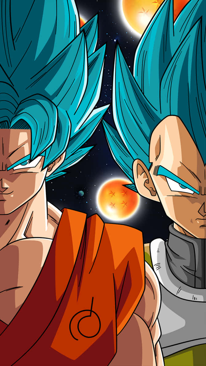 Episk Showdown! Goku og Vegeta på iPhone tapet. Wallpaper