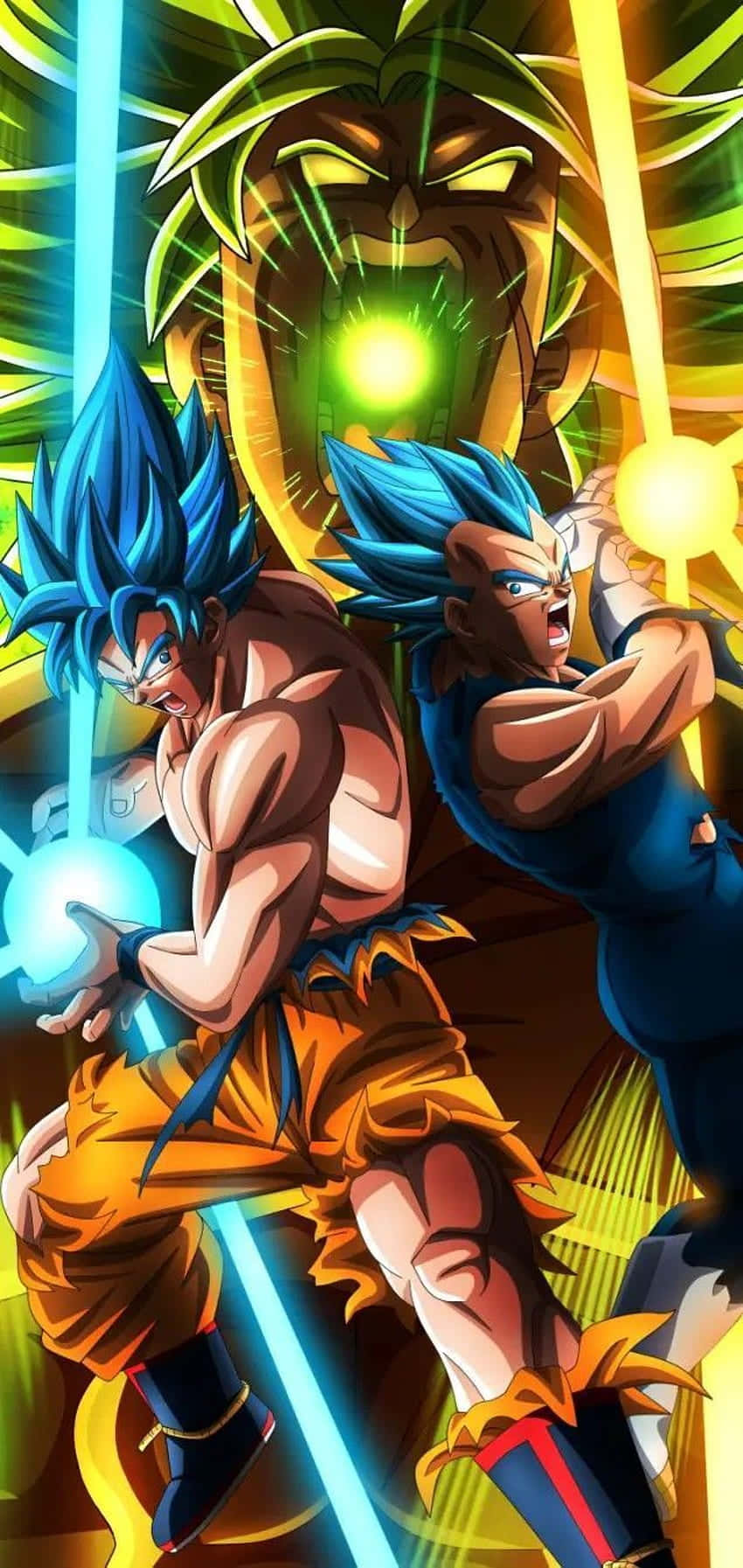 Goku and Vegeta, the most iconic duo of the Dragon Ball universe, stand side by side ready for battle. Wallpaper