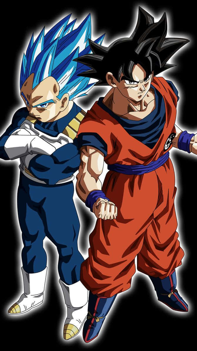 Dasikonische Dbz-duo, Goku Und Vegeta, Ist Auf Deinem Iphone Gelandet. Wallpaper