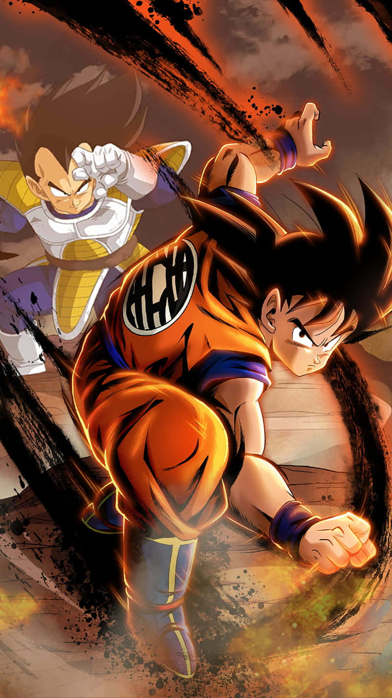 Zeigensie Ihre Liebe Für Anime Mit Diesem Erstaunlichen Goku Und Vegeta Iphone-hintergrund Wallpaper