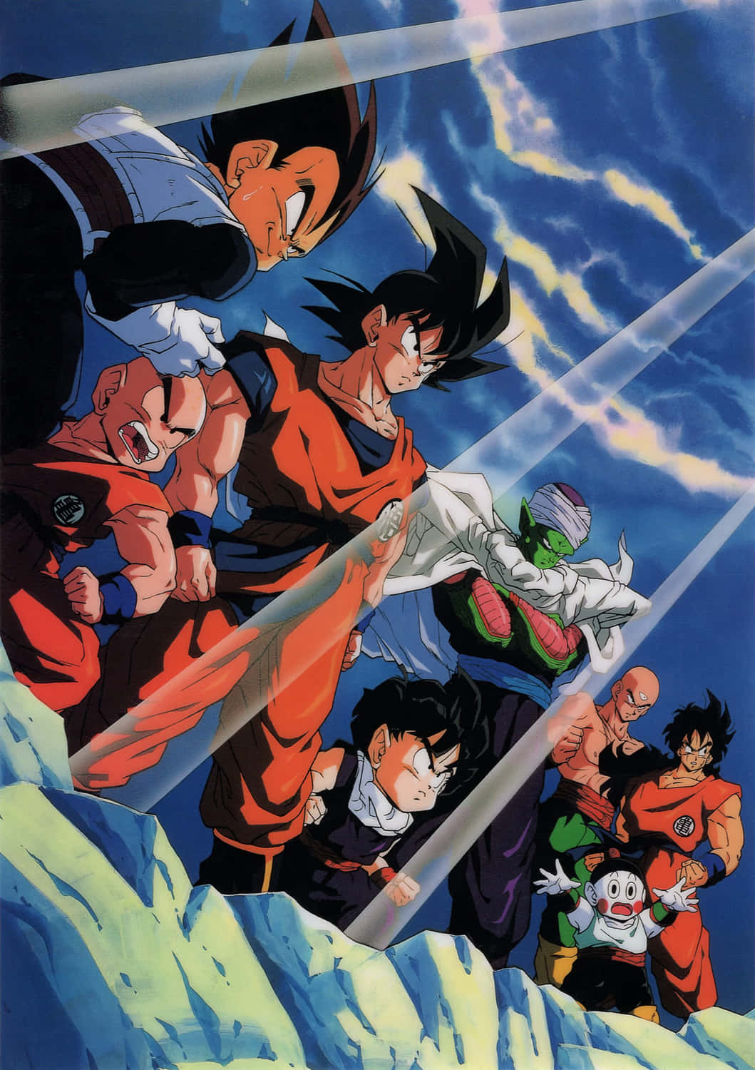 Goku and Vegeta, long-time rivals, stand together in this iPhone wallpaper. Wallpaper