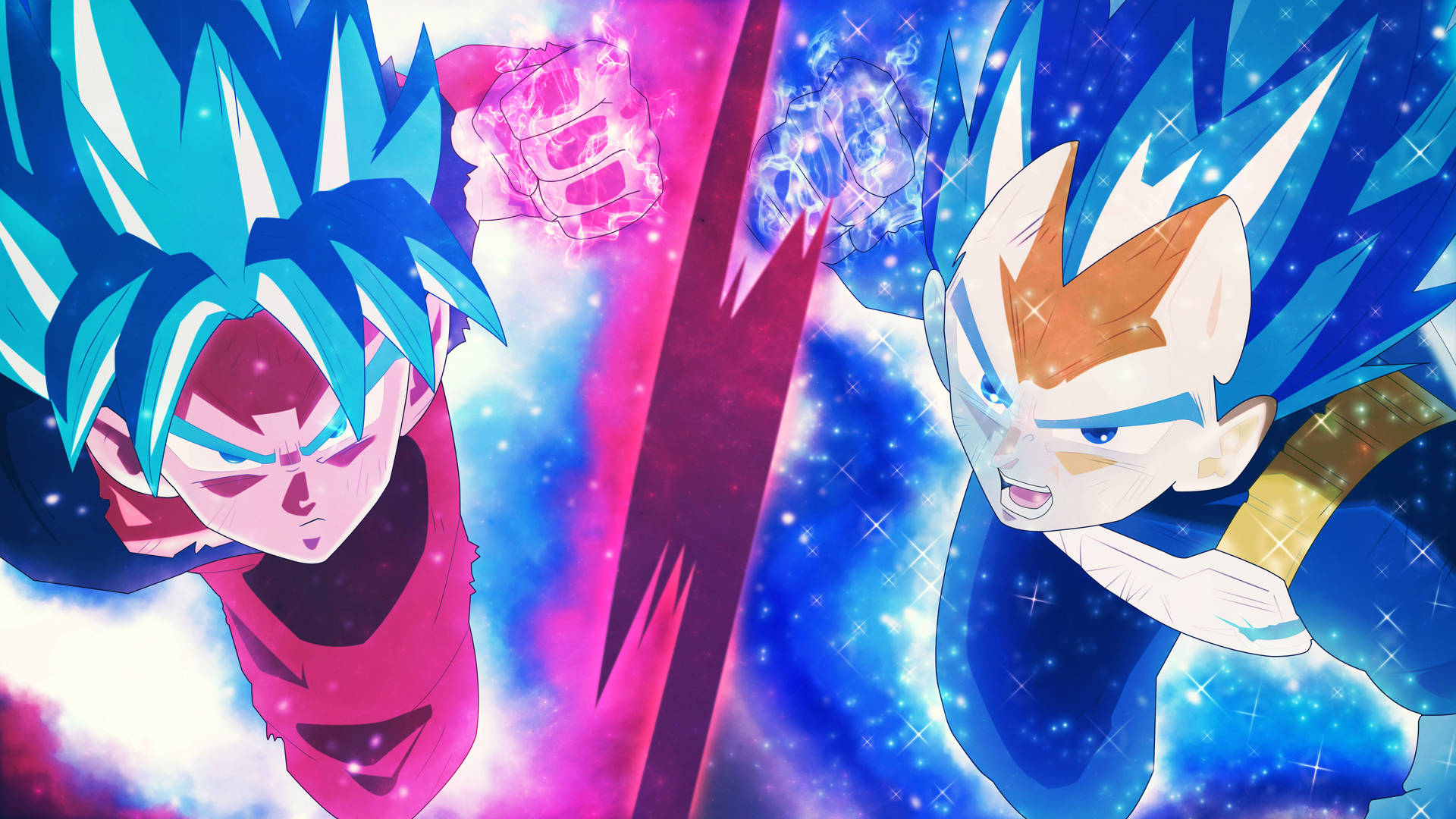 Goku Og Vegeta Kaioken Energi Wallpaper