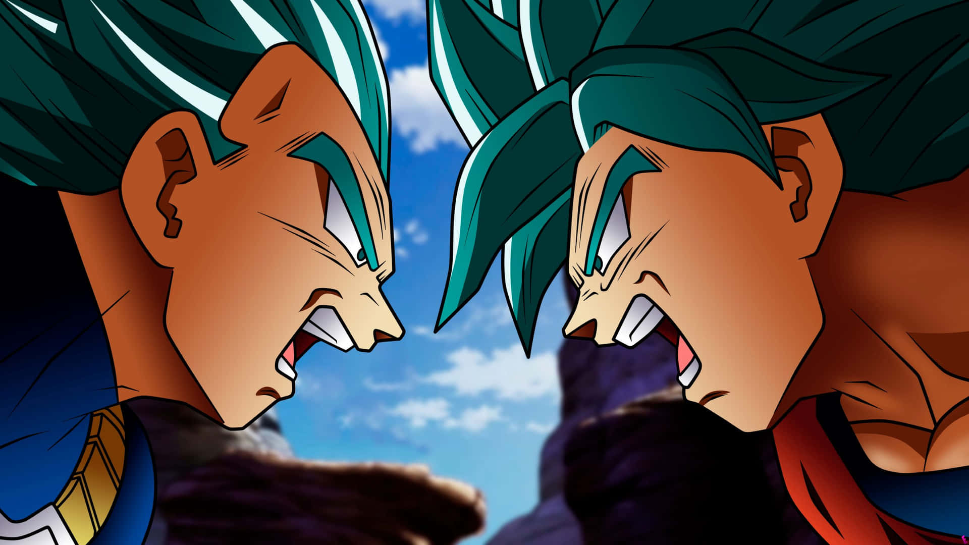 "Goku and Vegeta stare off in epic battle in the anime classic, Dragon Ball Z" Wallpaper
