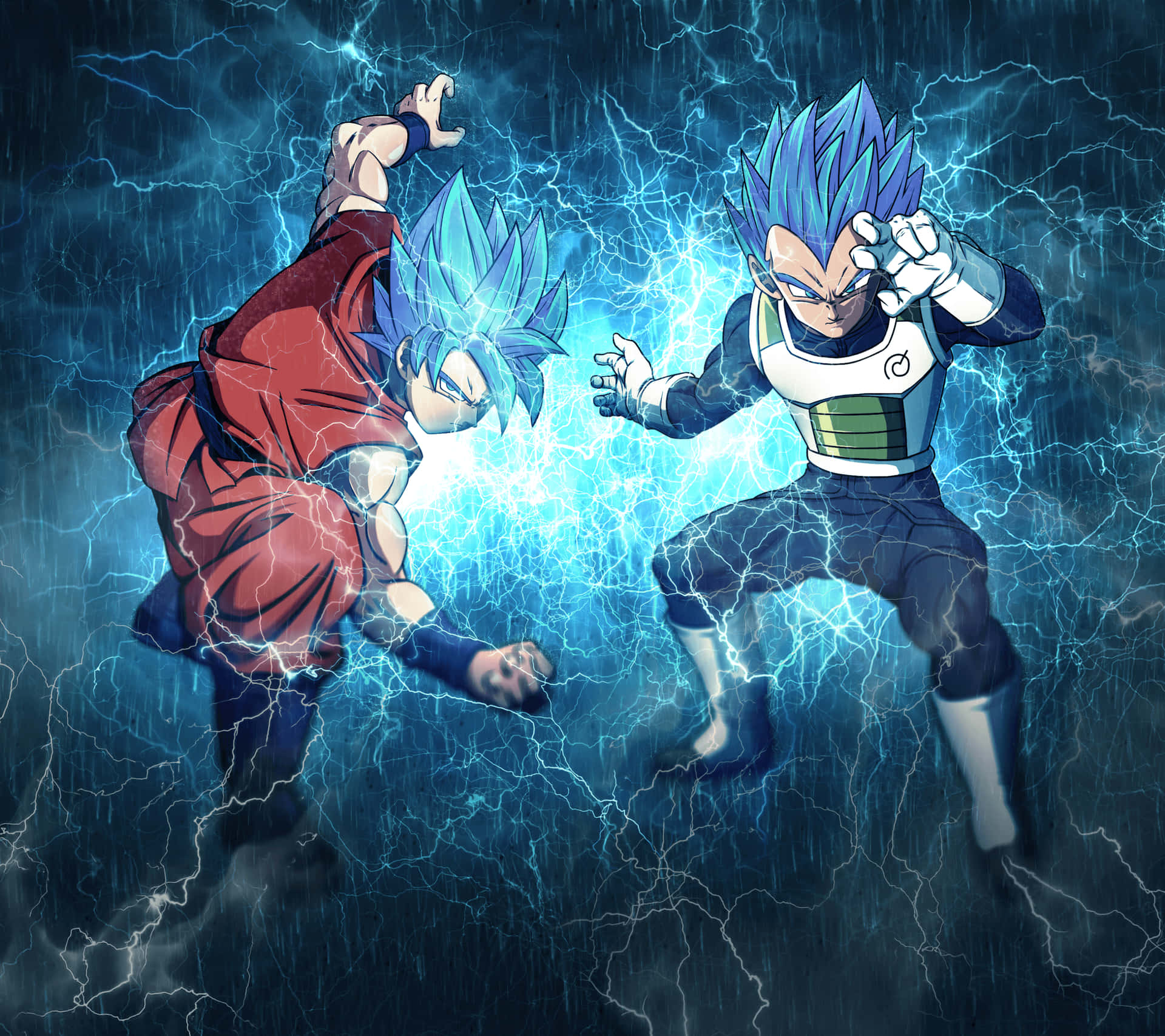 Goku And Vegeta Unleash Their Power Wallpaper