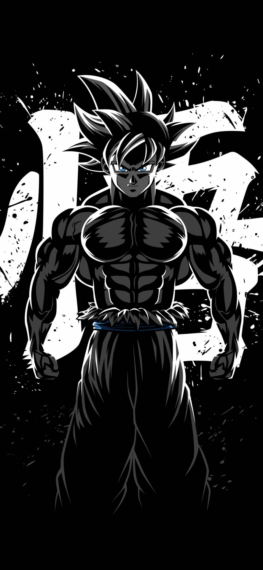 Goku slås i sort og hvid. Wallpaper