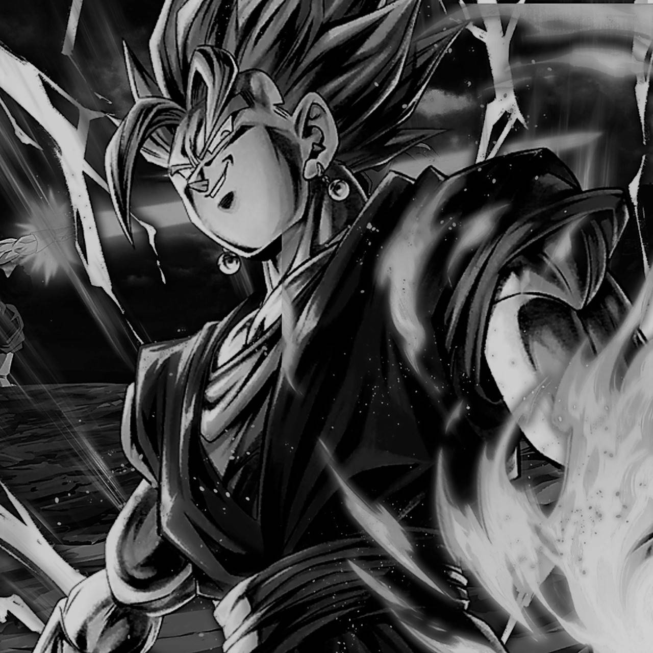 Powerful, Determined Goku in Black&White Wallpaper