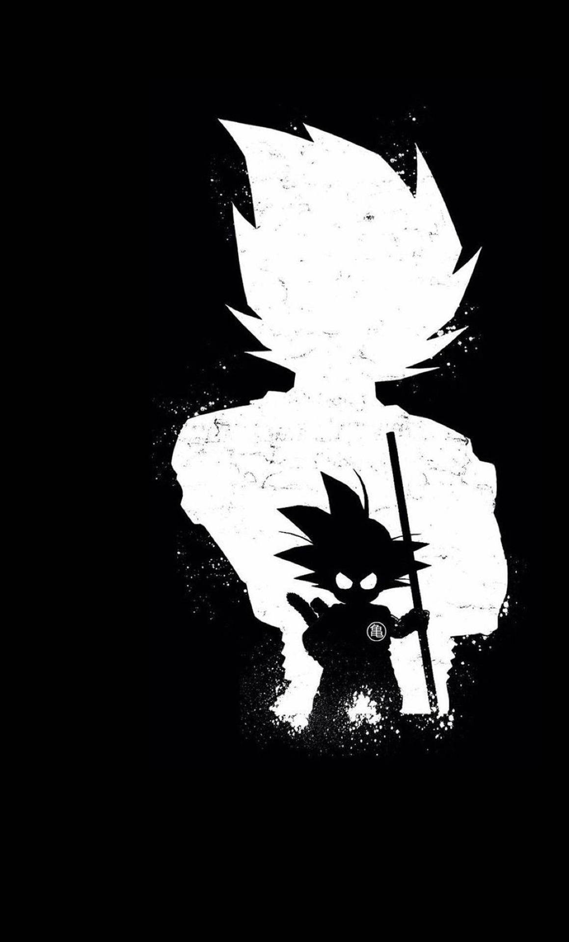 Siluetade Goku En Blanco Y Negro. Fondo de pantalla