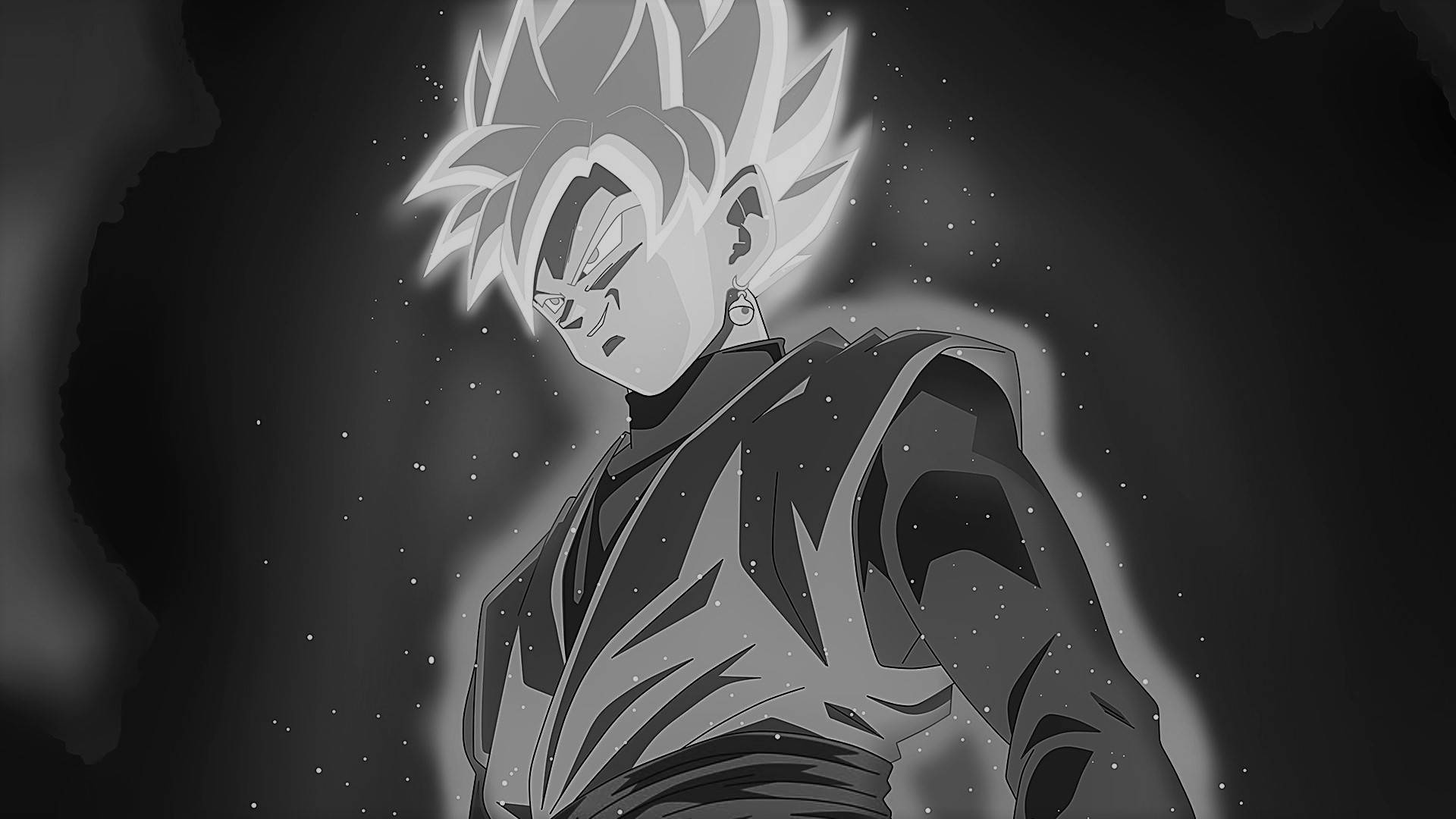 Se Goku i al hans herlighed i sort og hvid Wallpaper
