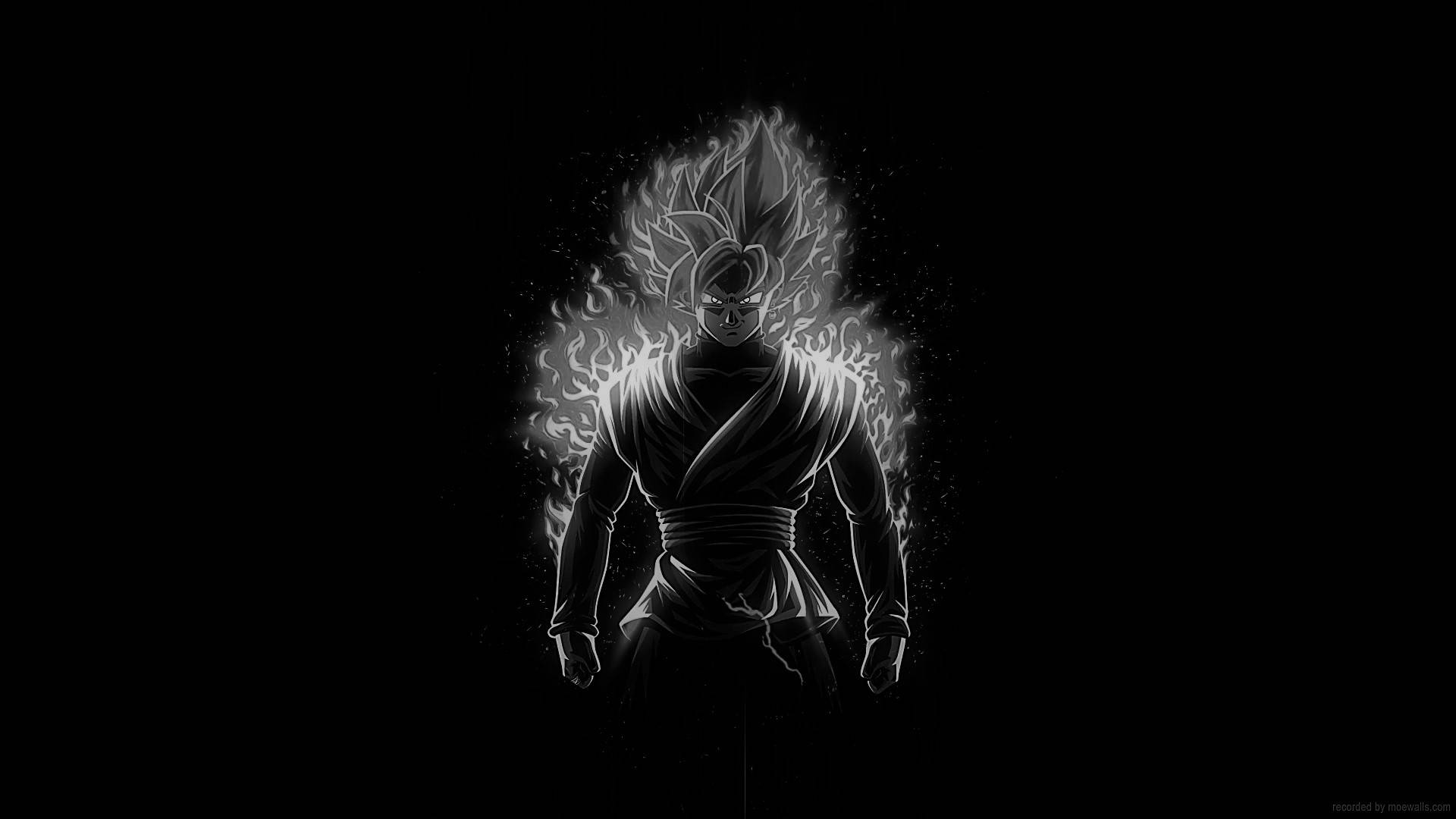 Illeggendario Super Saiyan Goku In Bianco E Nero. Sfondo