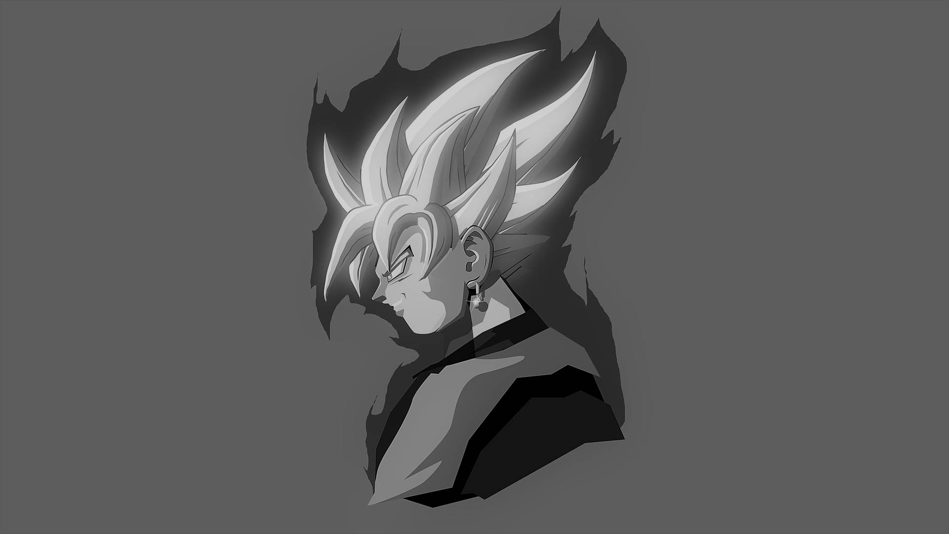 Side Profile Goku Black And White Wallpaper