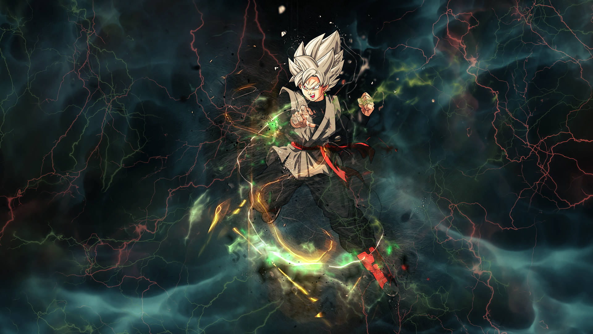 Goku Black Pfp Dark Green Thunder Background