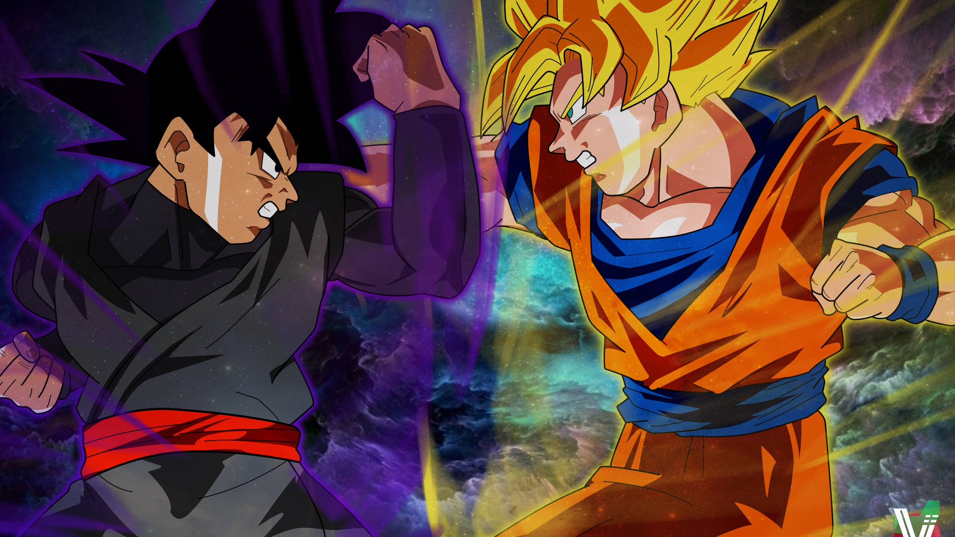 Super Saiyan Rose Power Unleashed - Goku Black vs Goku Wallpaper