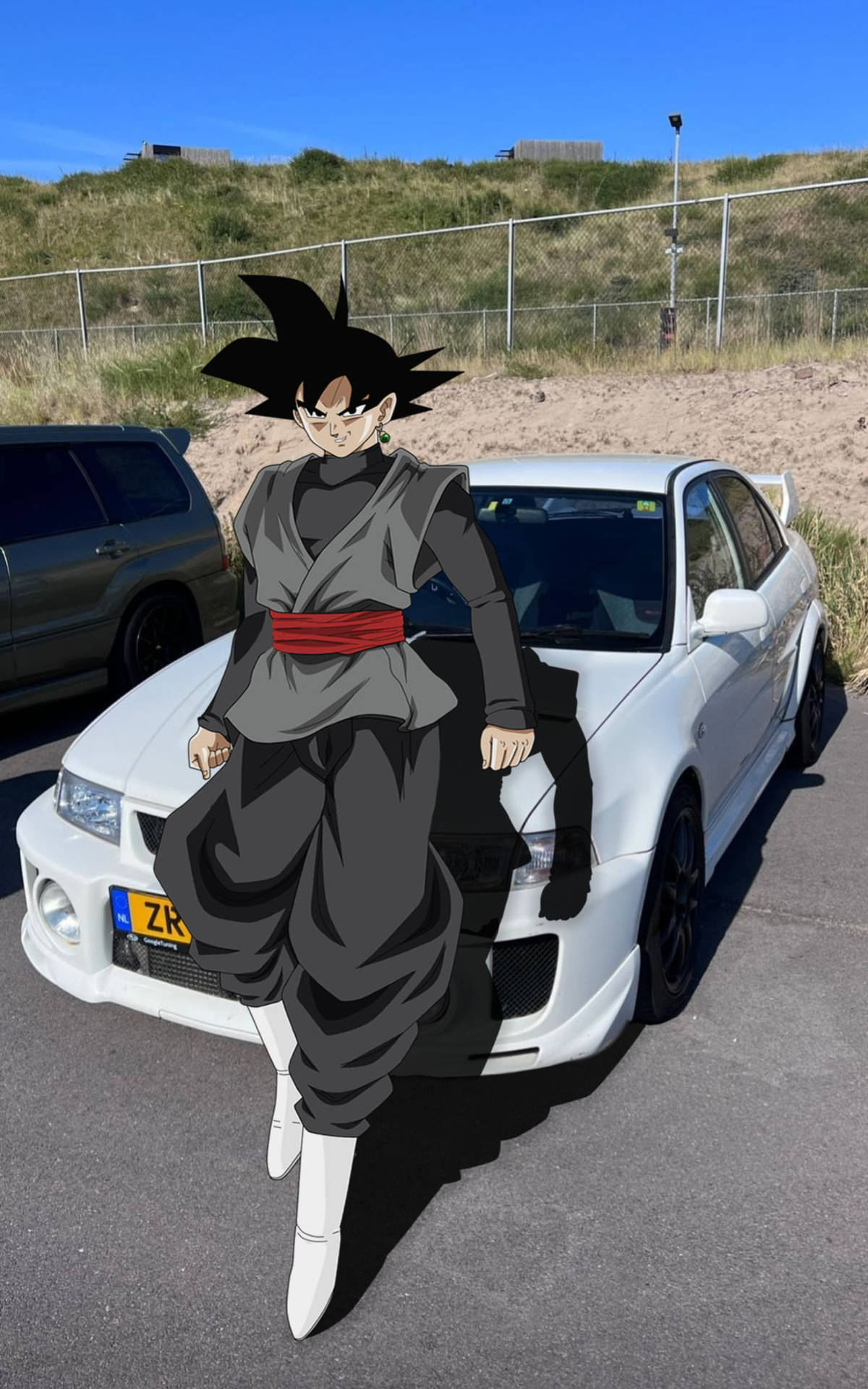 Goku Black med Bil iPhone Cover Wallpaper