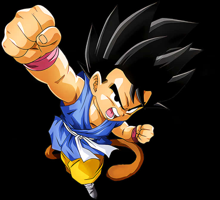Goku Flying Punch Illustration PNG
