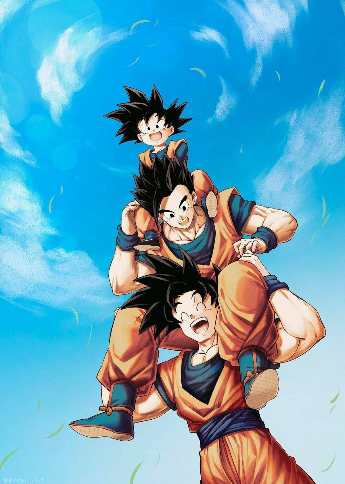 Goku, Gohan, Goten Happy Family Wallpaper