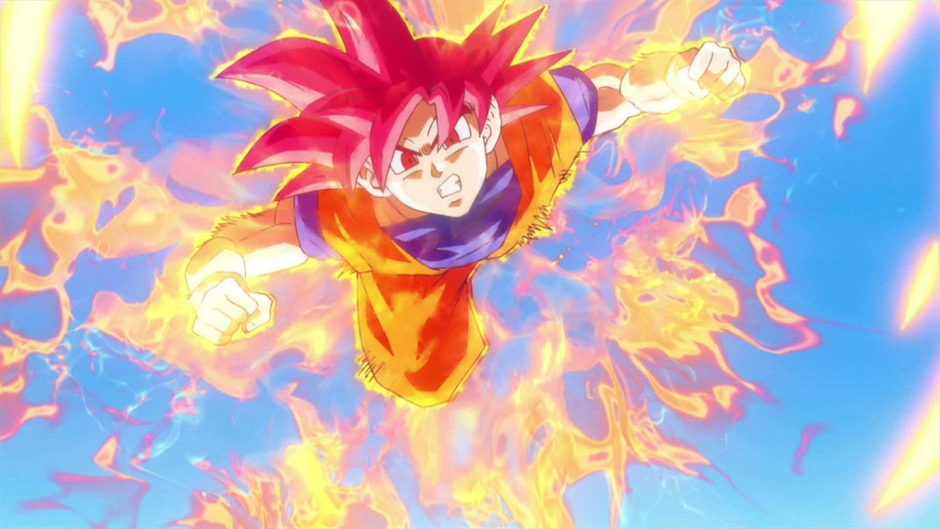 Goku In Orange Kaioken Flame Wallpaper