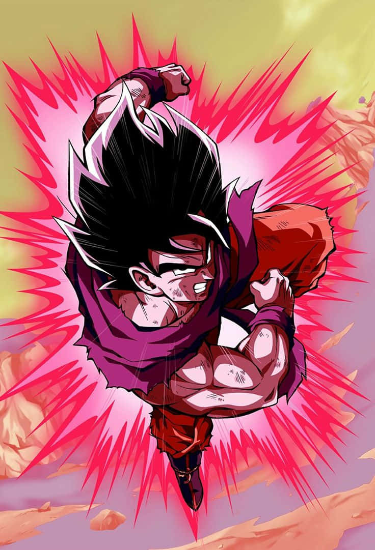 Goku powers up with the Kaioken technique. Wallpaper