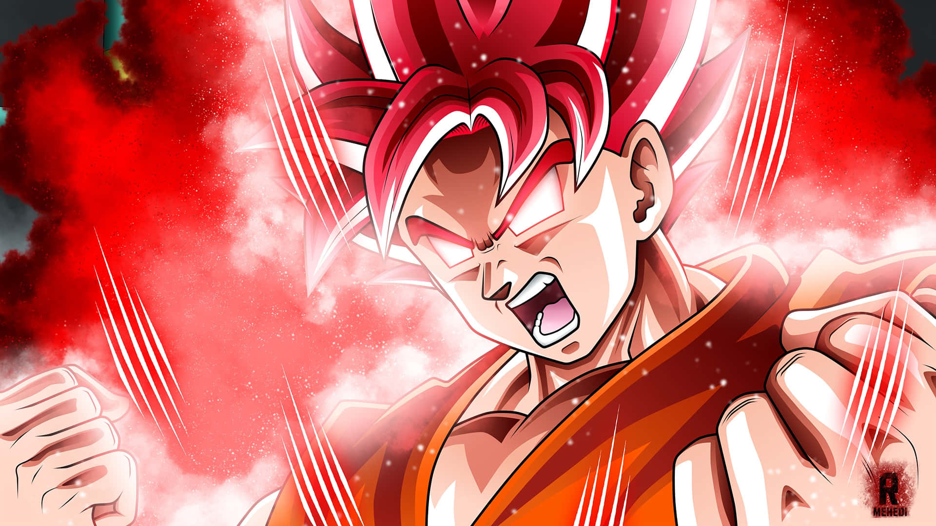 Goku Glowing Red Picture