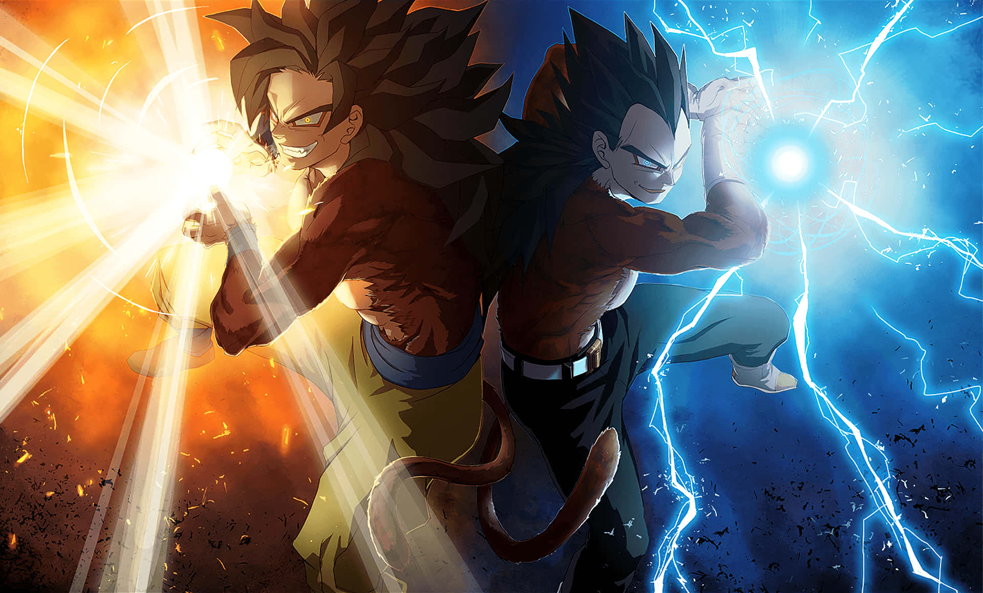 Imagende Goku Y Vegeta En Super Saiyan 4.