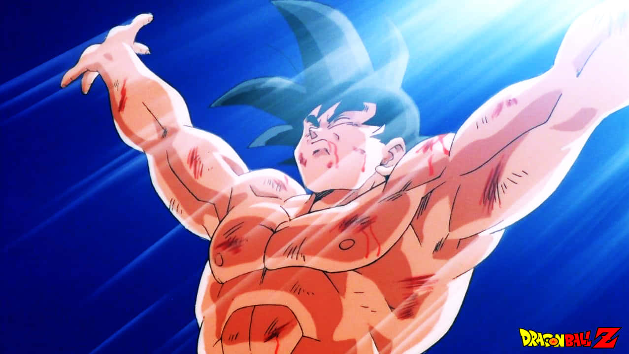 The Intense Power of Goku's Spirit Bomb Sword Wallpaper