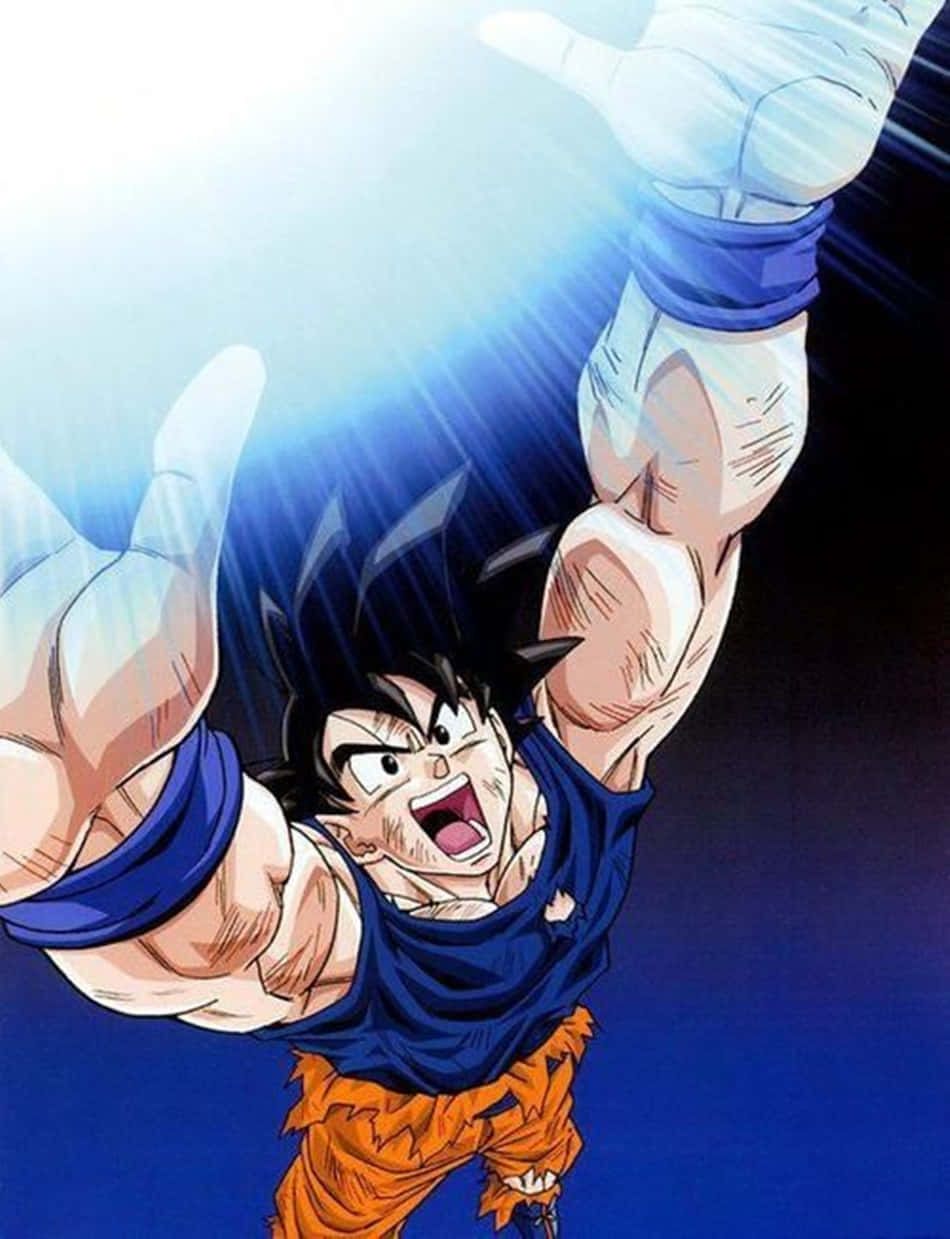 Goku Unleashes His Power-Charged Spirit Bomb Sword Wallpaper