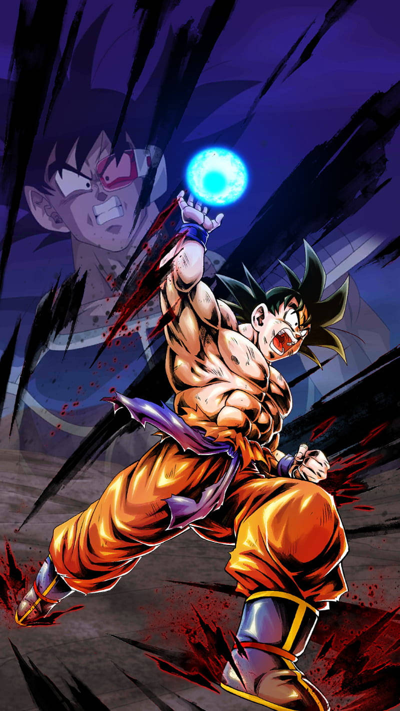 Goku Åndbombe Med Raditz Baggrund Wallpaper