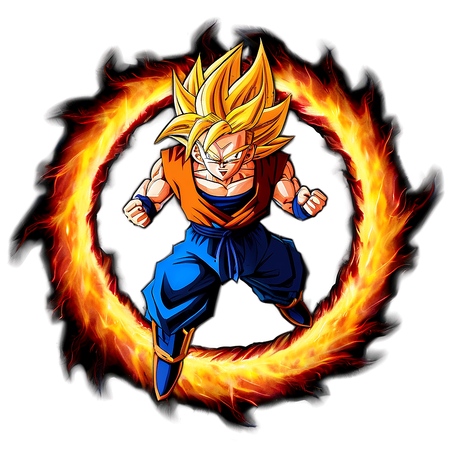 Goku Ssj3 Surrounded By Flames Png Jrg PNG