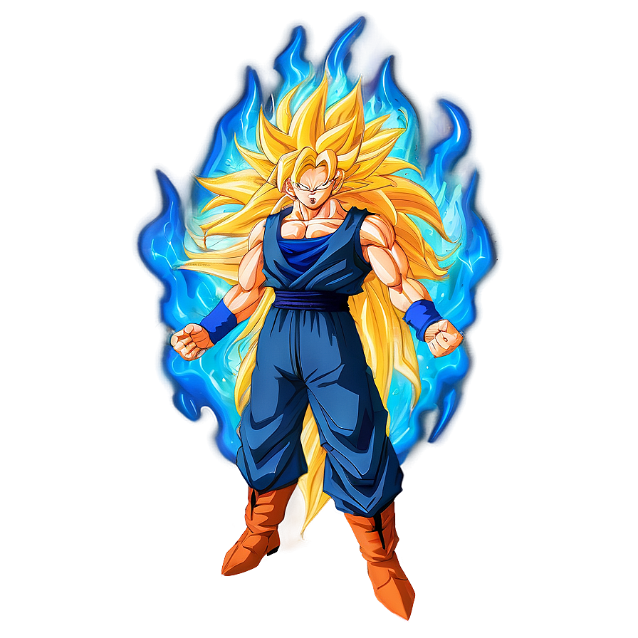 Goku Ssj3 Surrounded By Flames Png Xvv PNG