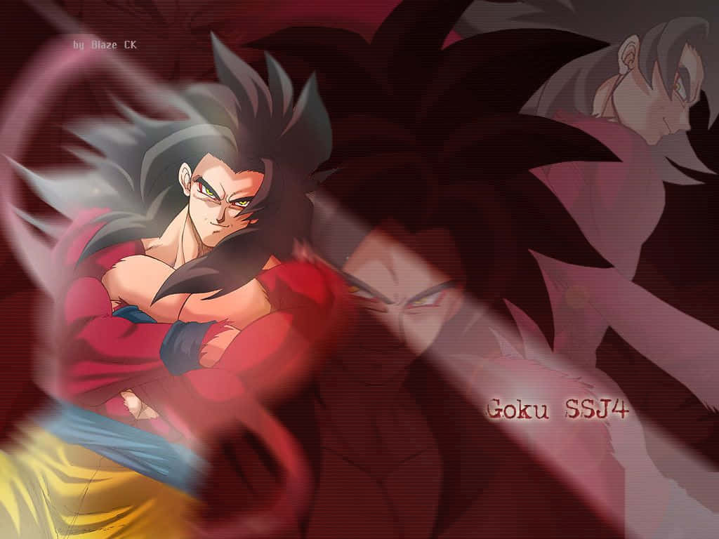 Imagende Gokû Super Saiyan 4 En Proyección De Energía Media. Fondo de pantalla