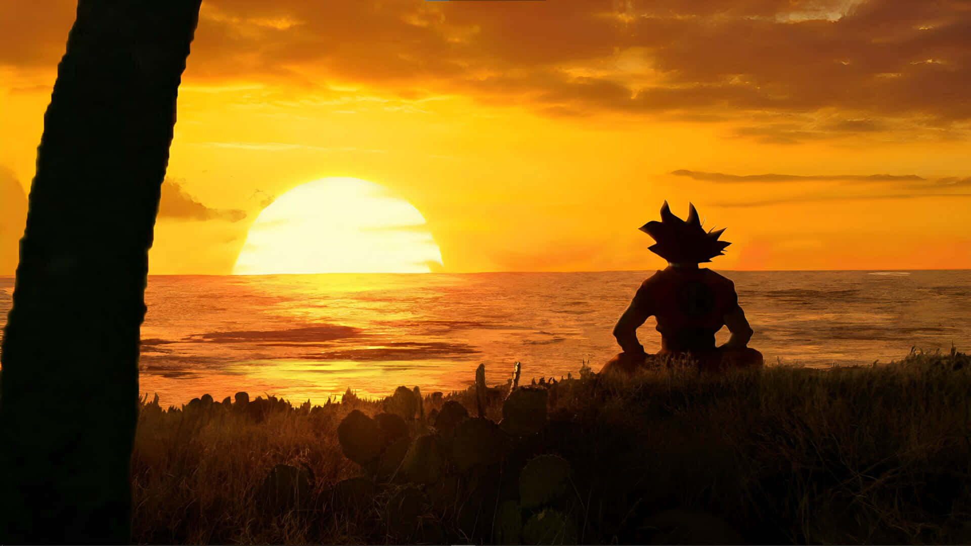 Goku Sunset Silhouette Dragon Ball Aesthetic Wallpaper
