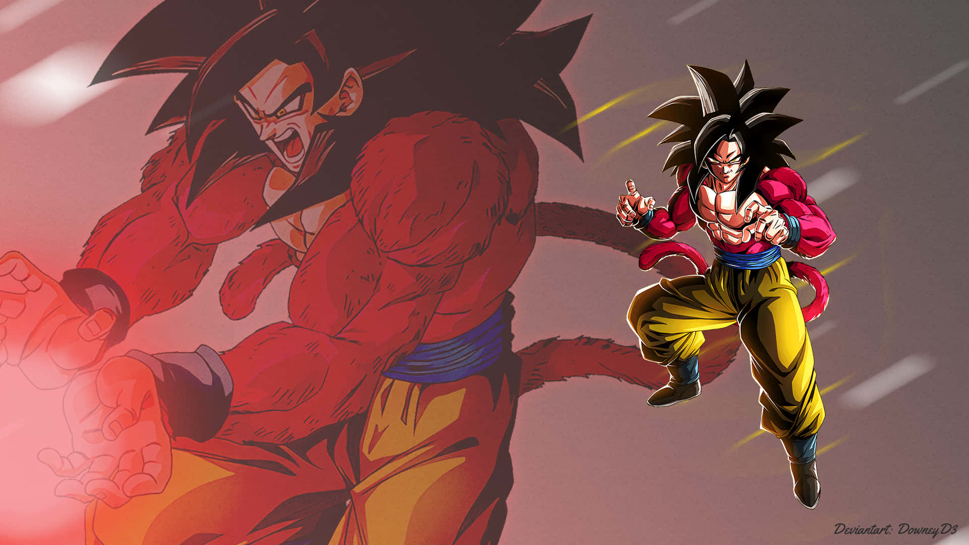 Immaginedi Goku Super Saiyan 4 Sullo Sfondo Sfondo