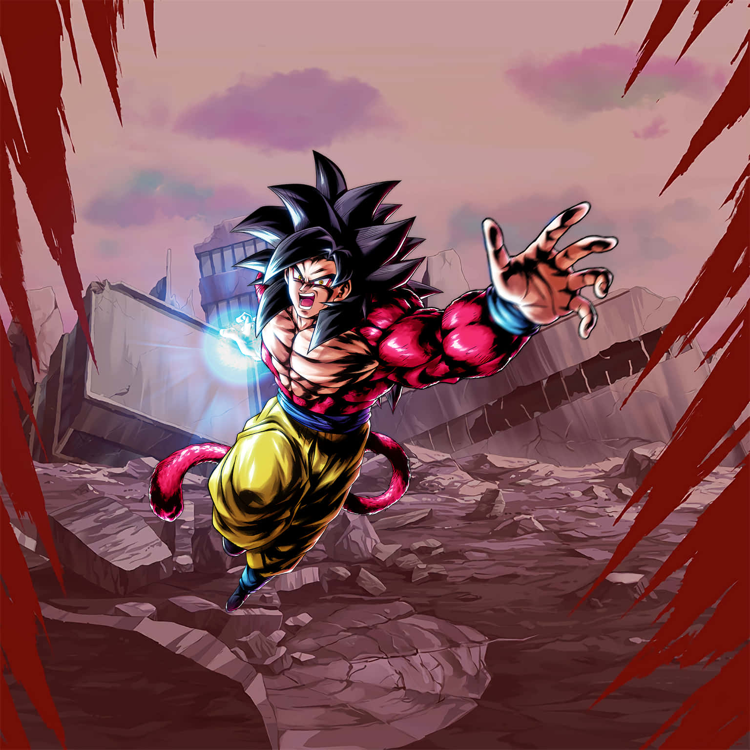 Goku,l'eroe Super Saiyan, Libera Il Suo Potere In Super Saiyan 4 Sfondo