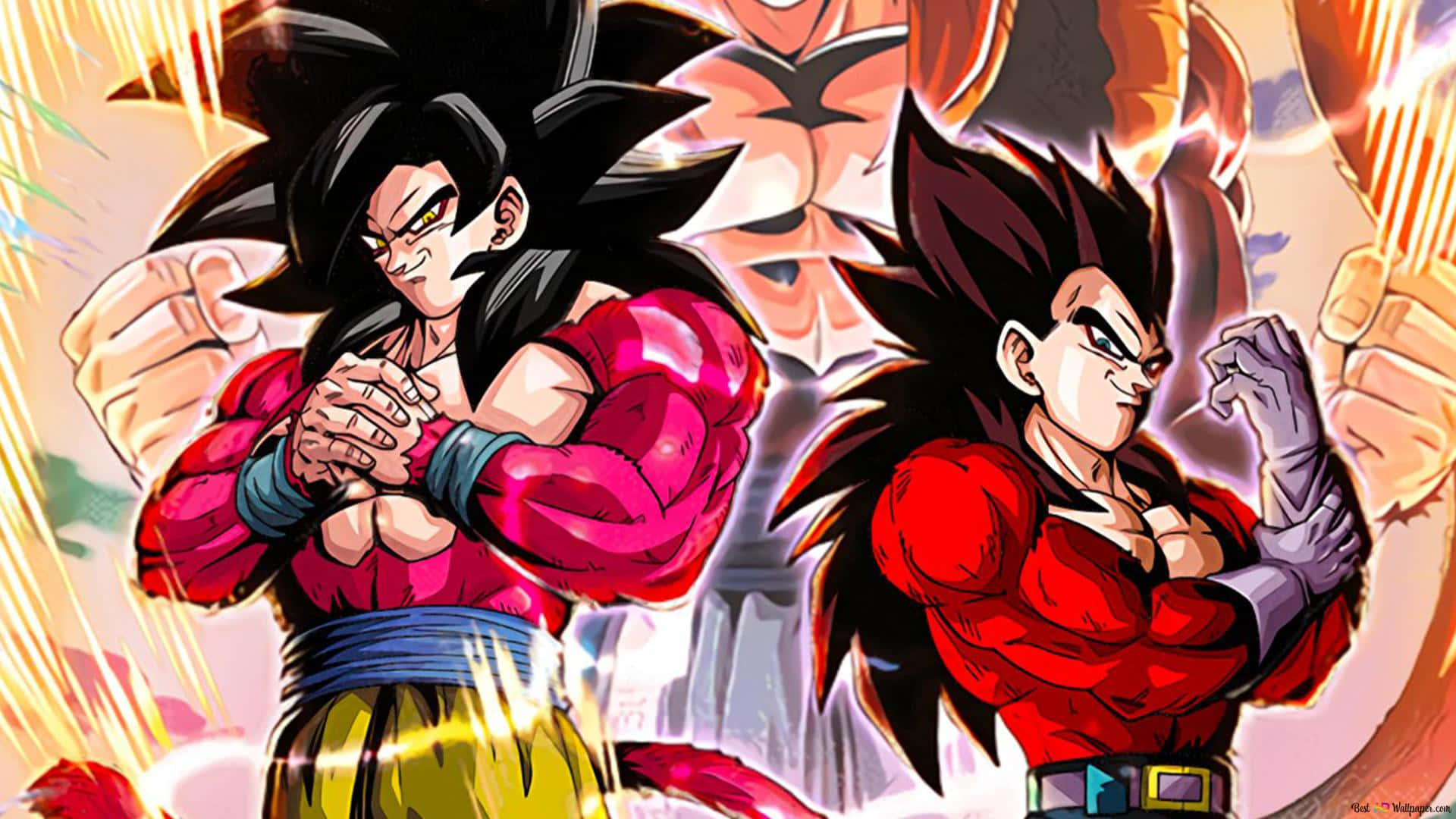 Goku i sin Super Saiyan 4-form. Wallpaper