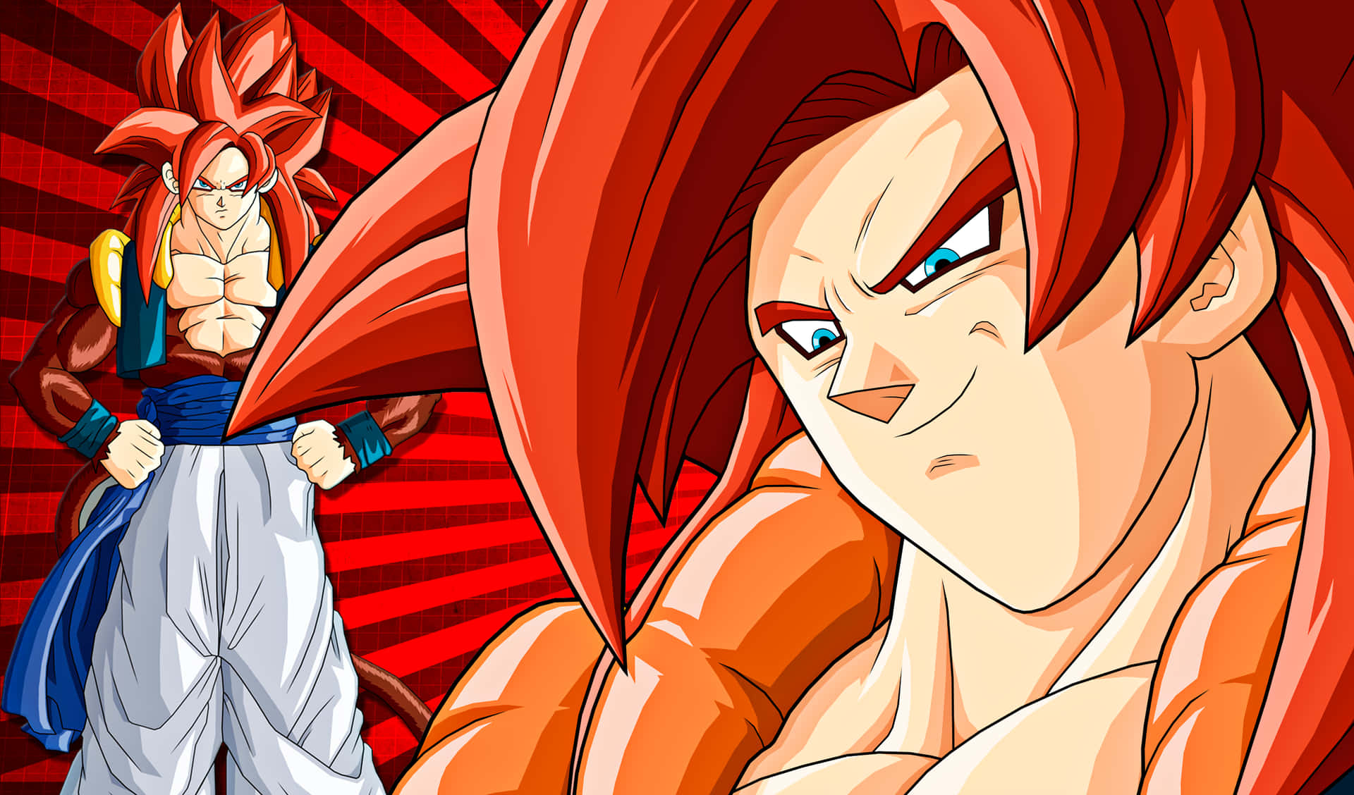 Goku i Super Saiyan 4 form frigiver ren kraft Wallpaper