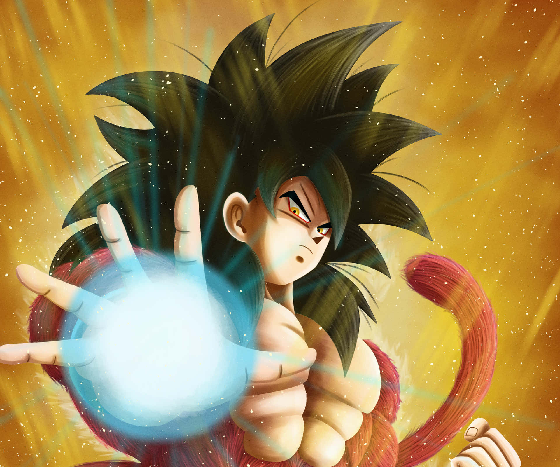 Goku Super Saiyan 4 achieving a higher level of power Wallpaper