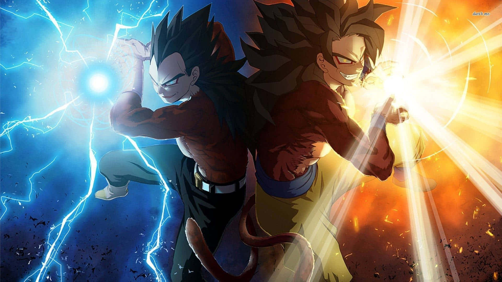 Goku Super Saiyan 4 udløser en kraftig Kamehameha-bølge Wallpaper
