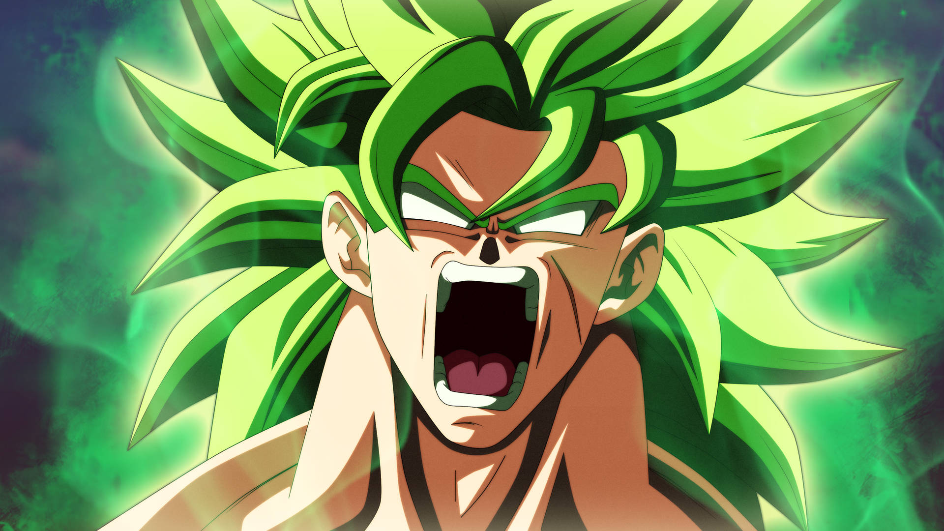 Gokusuper Saiyan Con Aura Verde. Fondo de pantalla