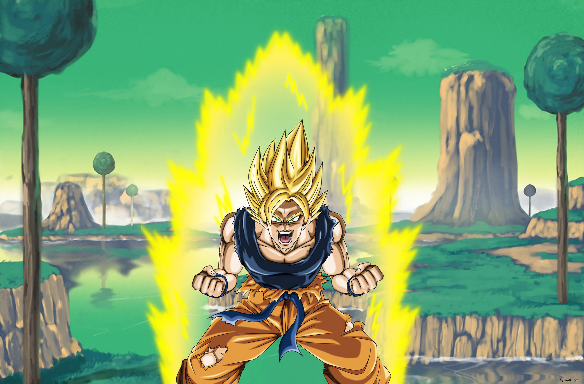 Goku Super Saiyan In Fight Wallpaper