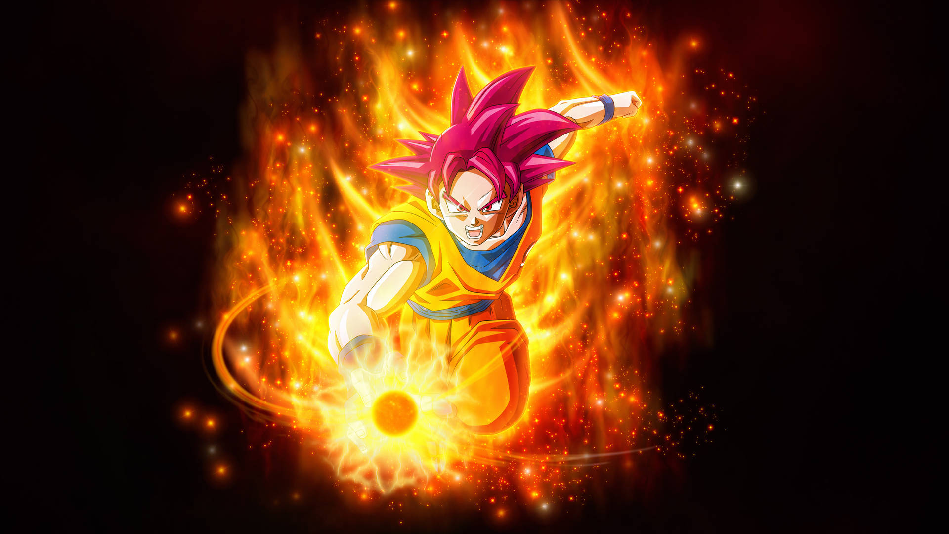 Goku Super Saiyan Magenta Red Hair Wallpaper