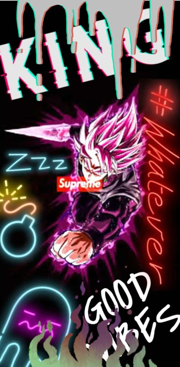 Download Supreme Drip Logo With Son Goku Wallpaper