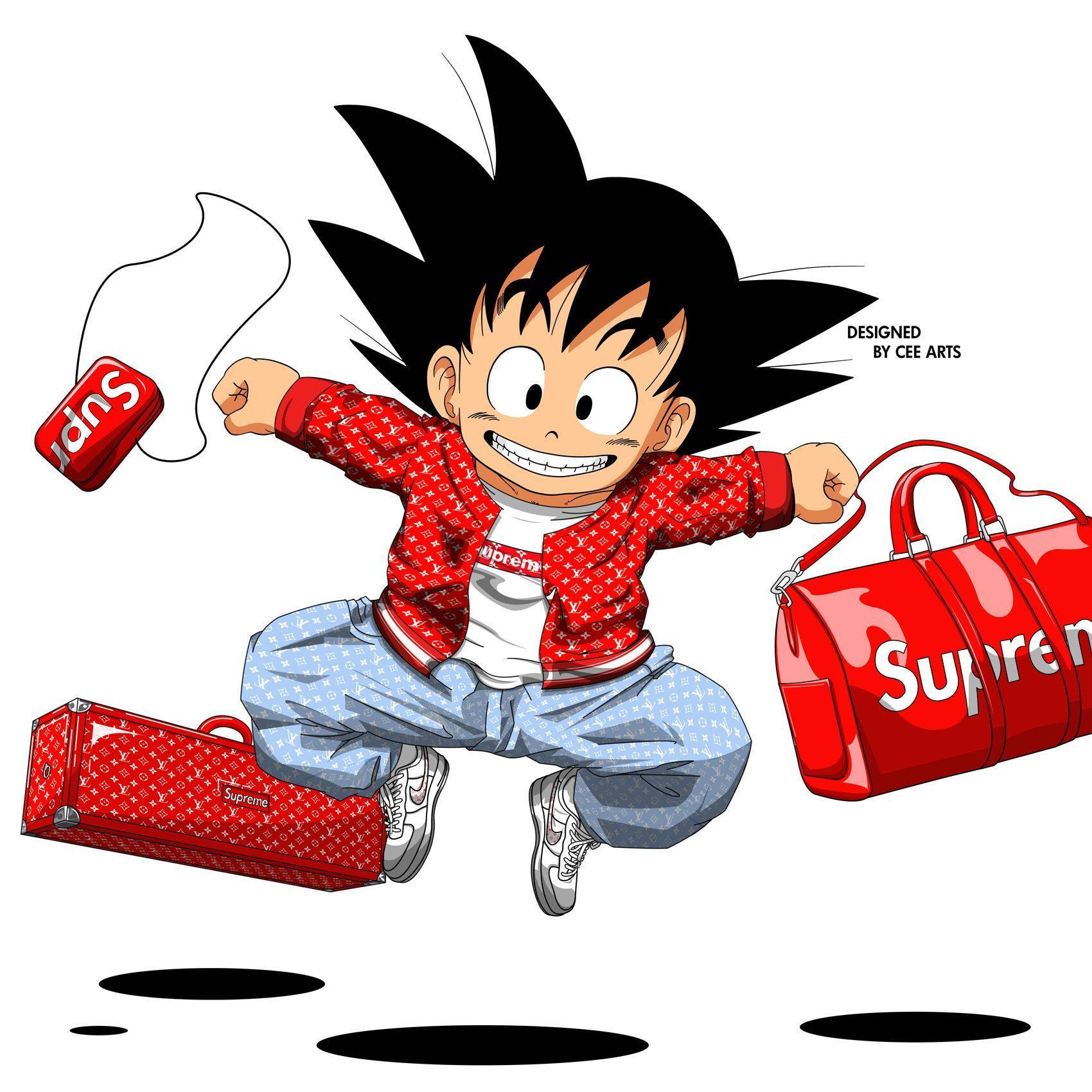 Adorable Goku Swag Pose For Supreme Wallpaper