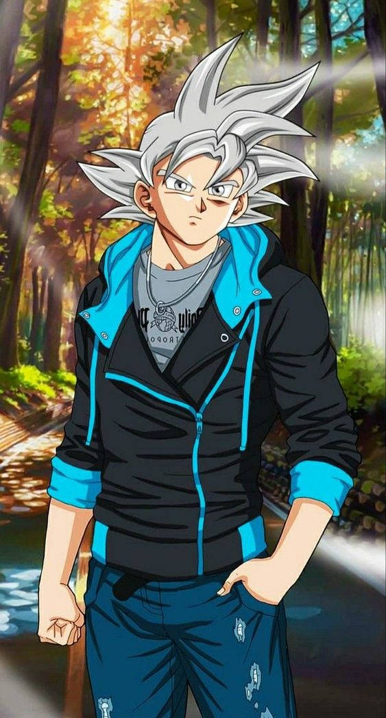 Goku Swag In A Bright Forest Wallpaper