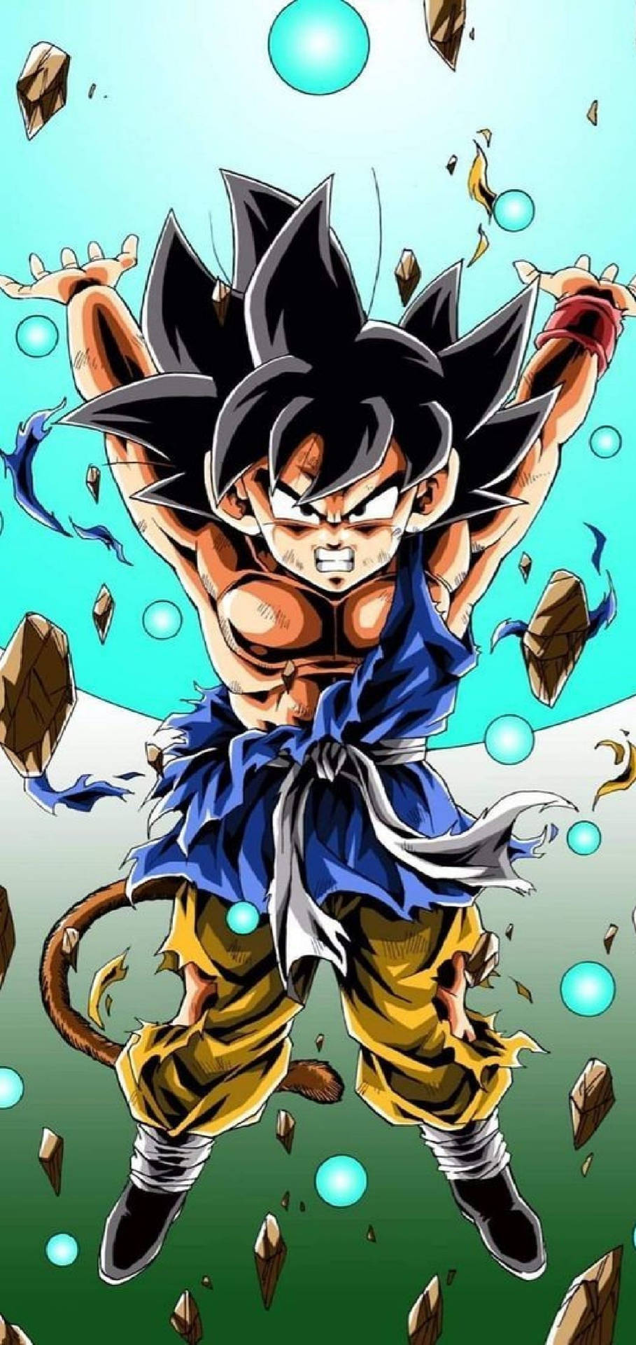 Goku Torn Outfit With Spirit Bomb Wallpaper